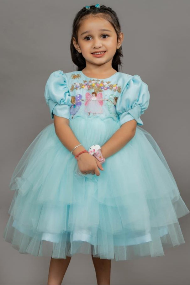 Sky Blue Premium Soft Net Fairy Tulle Dress