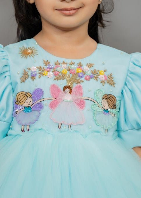 Sky Blue Premium Soft Net Fairy Tulle Dress