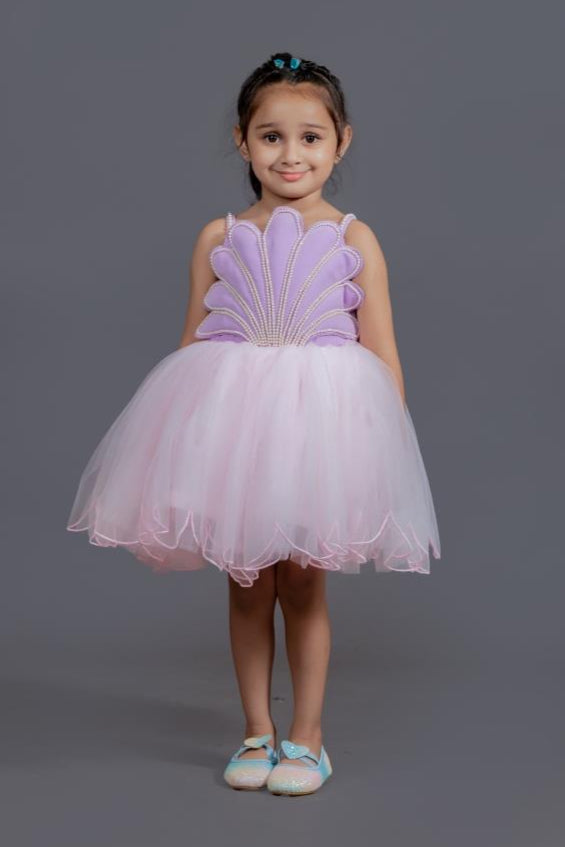 Lavender Organza And Satin Shell Dress