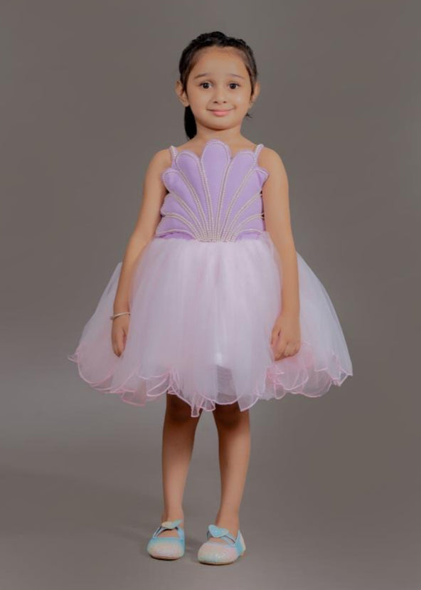 Lavender Organza And Satin Shell Dress