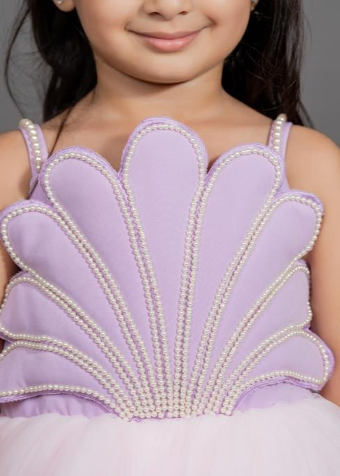 Lavender Organza And Satin Shell Dress