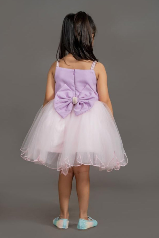 Lavender Organza And Satin Shell Dress