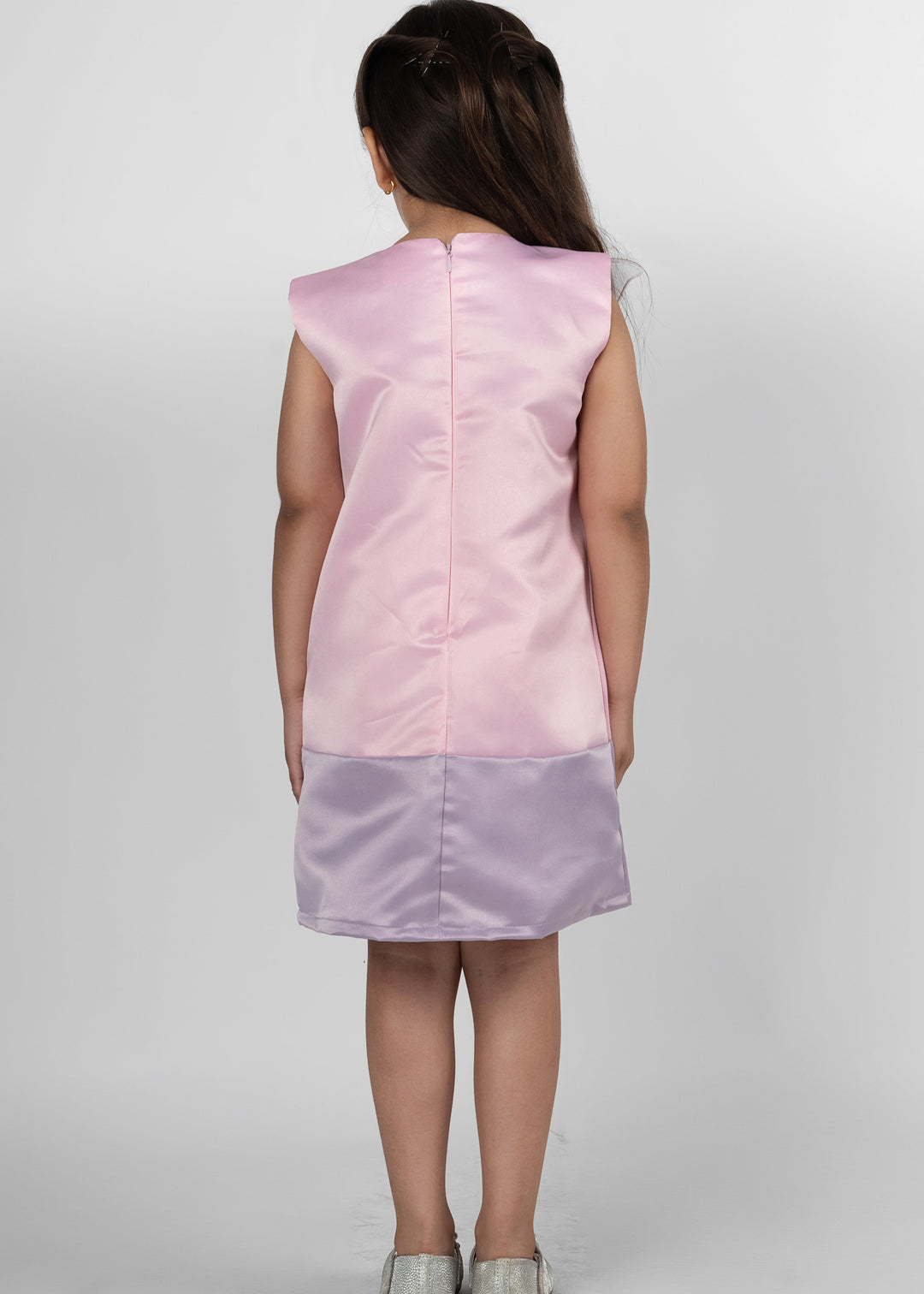 Pink And Lilac Organza Handmade Flower Dress