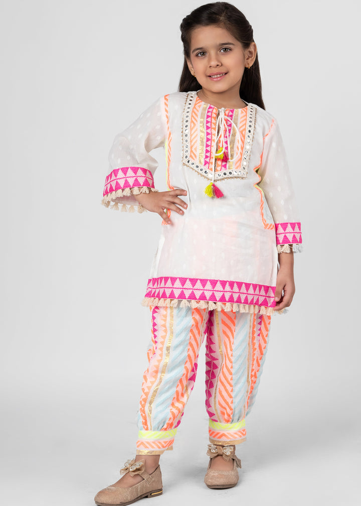 Multicolor Cotton Printed Detailed Kurta With Pant Set