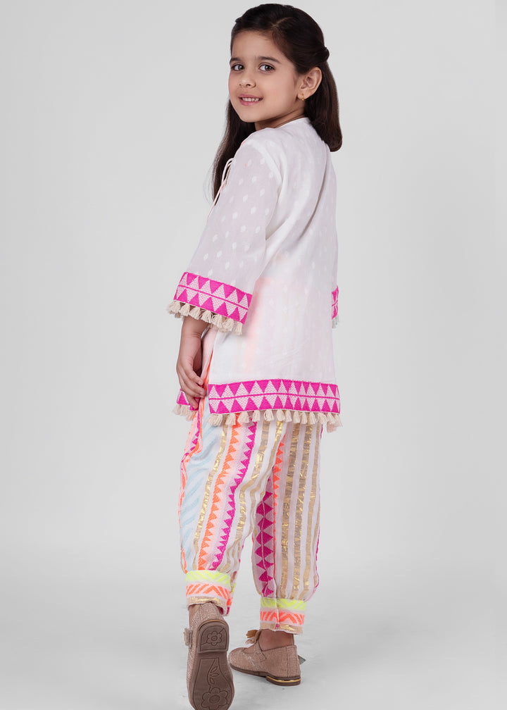 Multicolor Cotton Printed Detailed Kurta With Pant Set