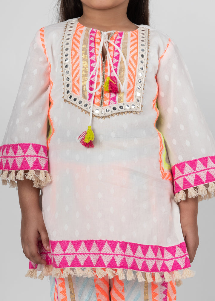 Multicolor Cotton Printed Detailed Kurta With Pant Set