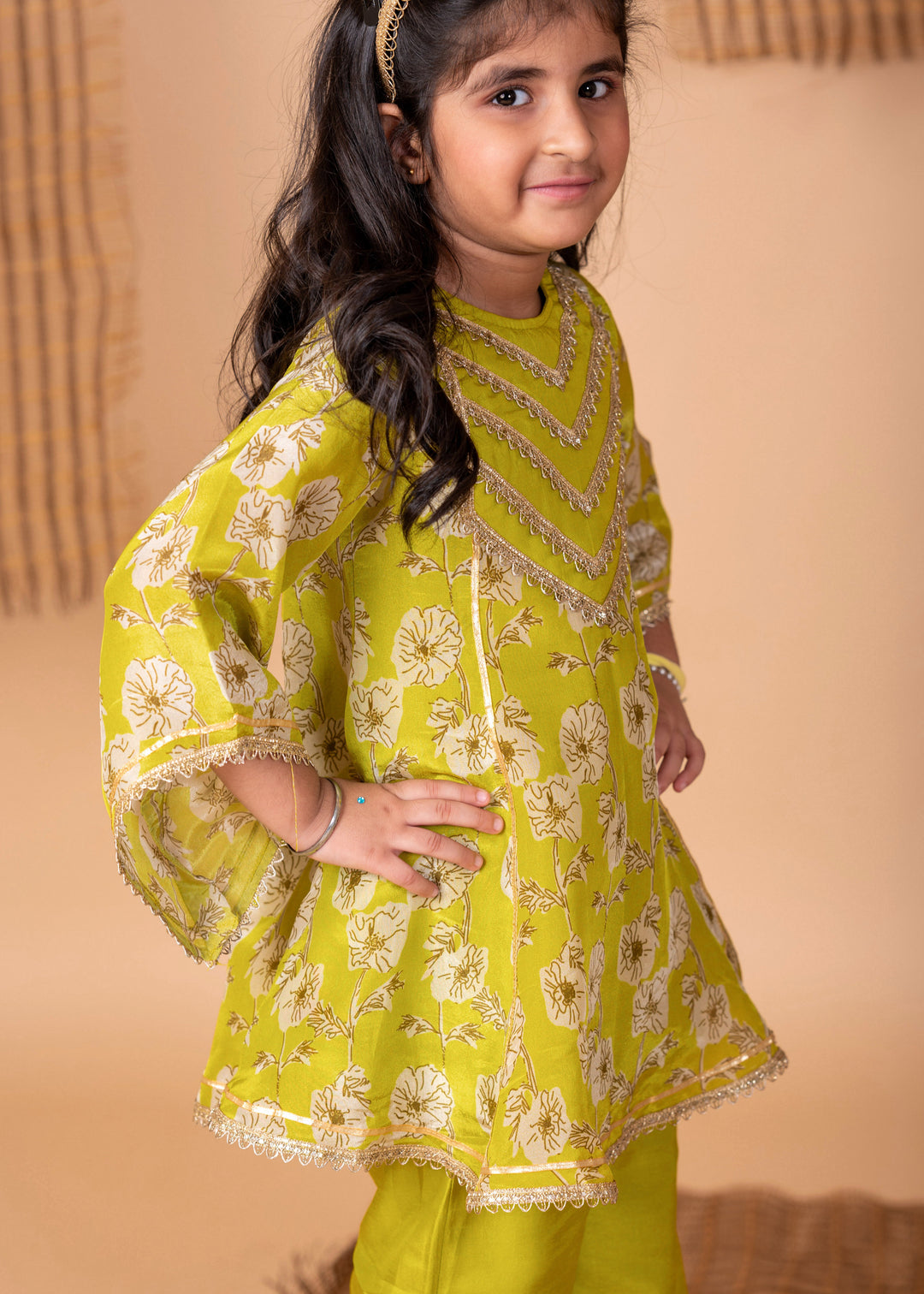 Green Floral Cotton Silk Printed Kurta With Salwar Set