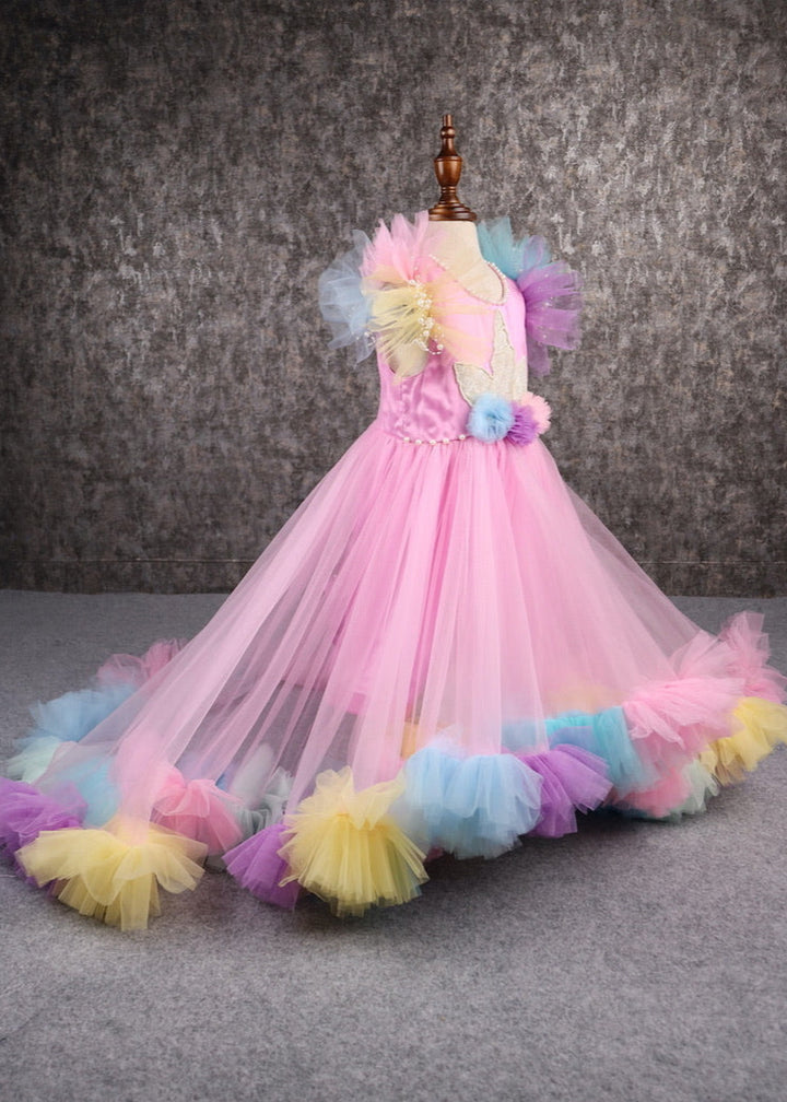 Unicorn Multi-coloured Ruffled Frill Gown