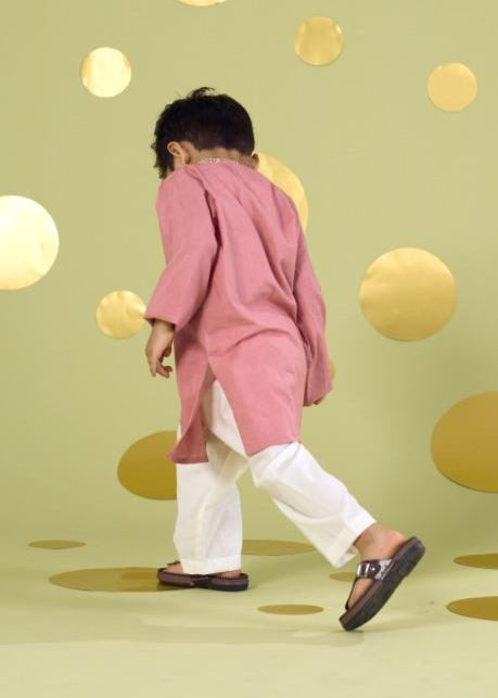 Pink Handwork Zardosi Embroidery Kurta With Pyjama Set