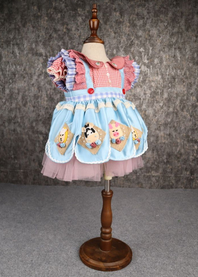 Blue Cow Boy Theme Knee Length  Dress