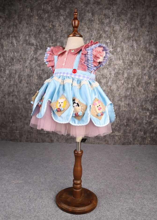 Blue Cow Boy Theme Knee Length  Dress