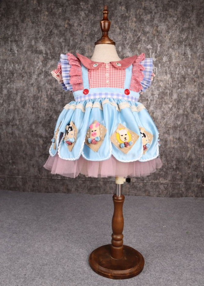 Blue Cow Boy Theme Knee Length  Dress