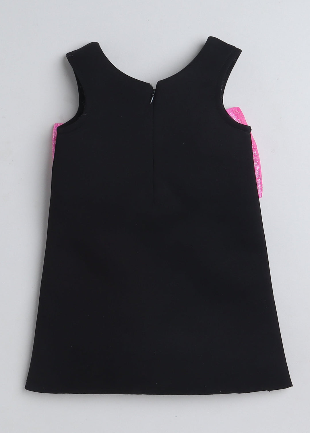 Black Sleeveless Double Bow Embellished Knee Length Dress