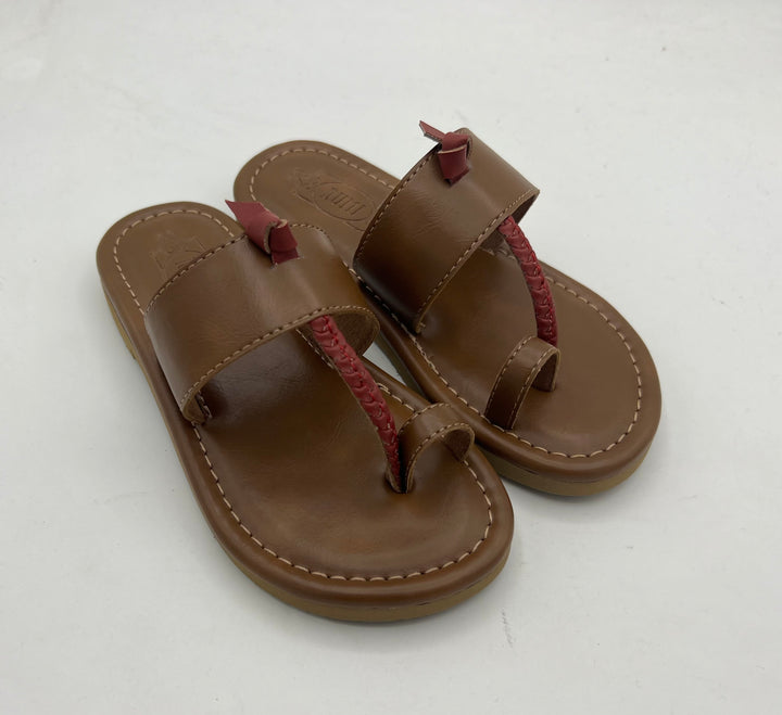 Maroon And New Tan Kolhapuri Flats