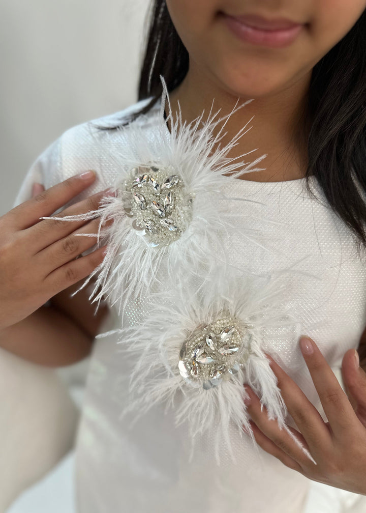 White Glittery Feather Dress