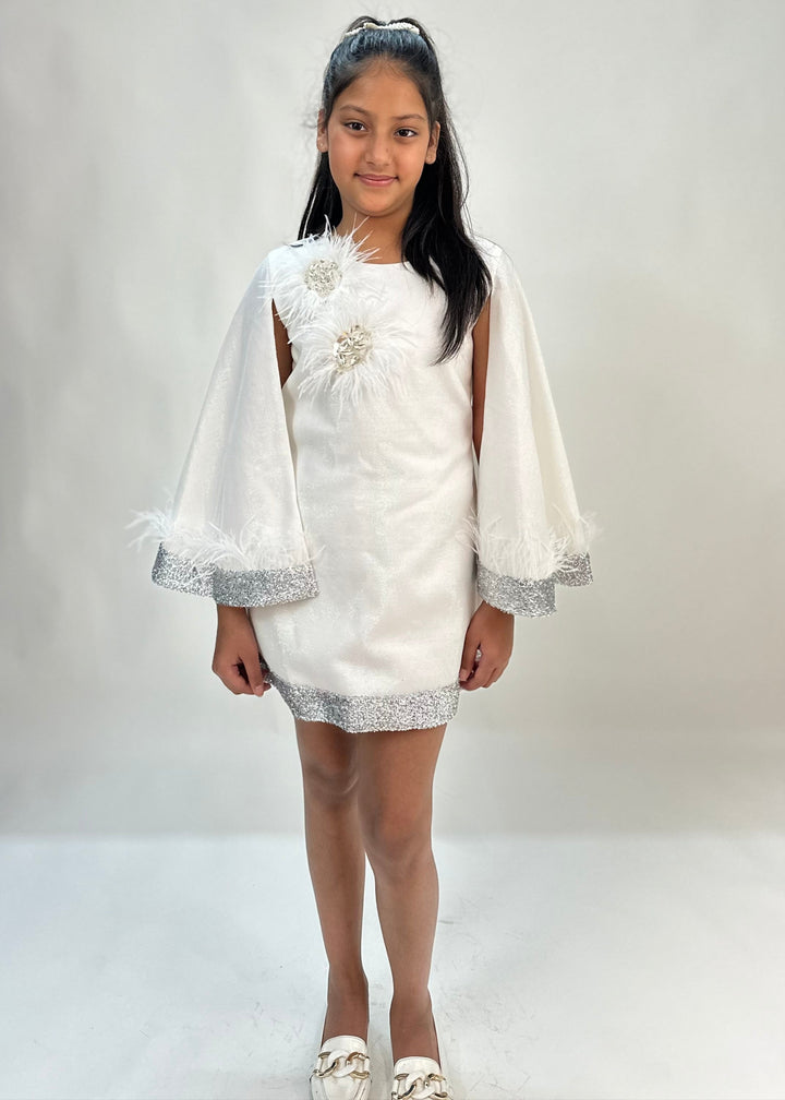 White Glittery Feather Dress