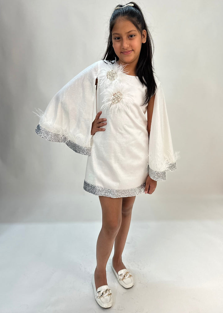White Glittery Feather Dress