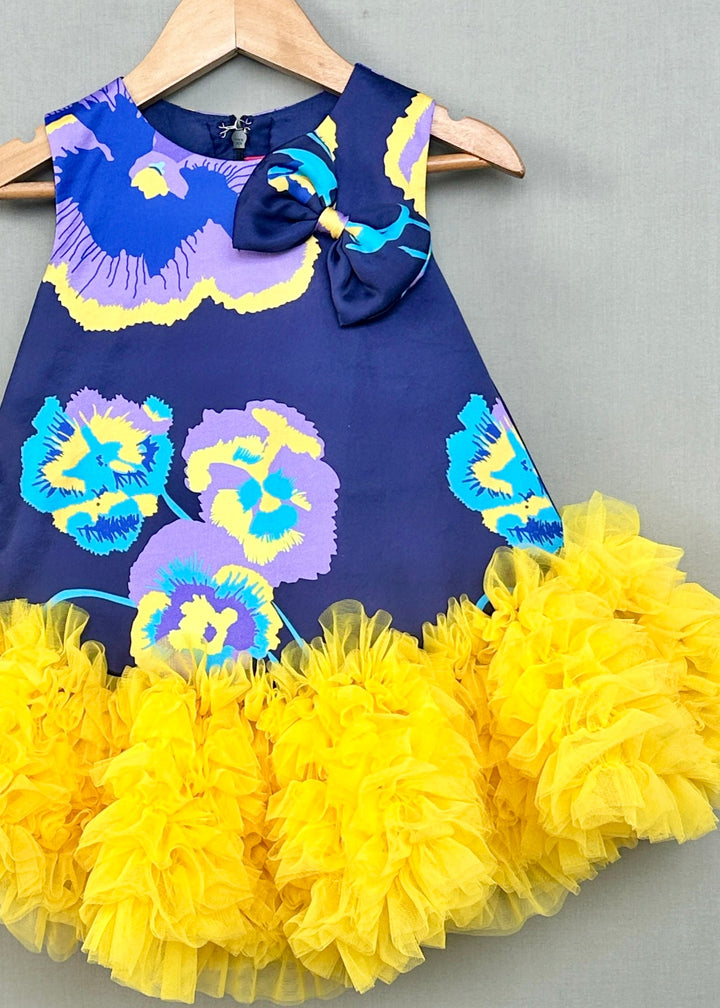 Navy Blue And Yellow Floral Tutu Dress