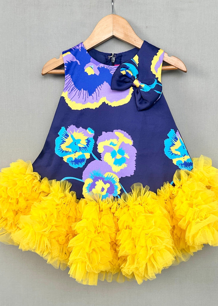 Navy Blue And Yellow Floral Tutu Dress