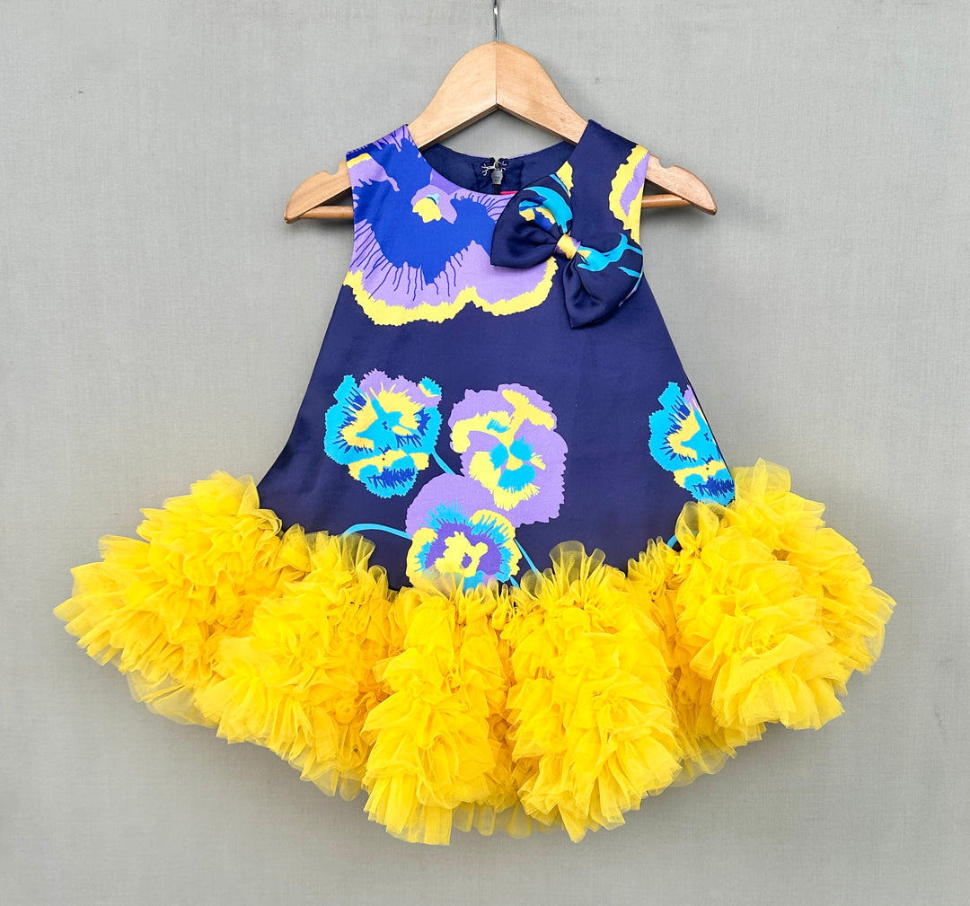 Navy Blue And Yellow Floral Tutu Dress
