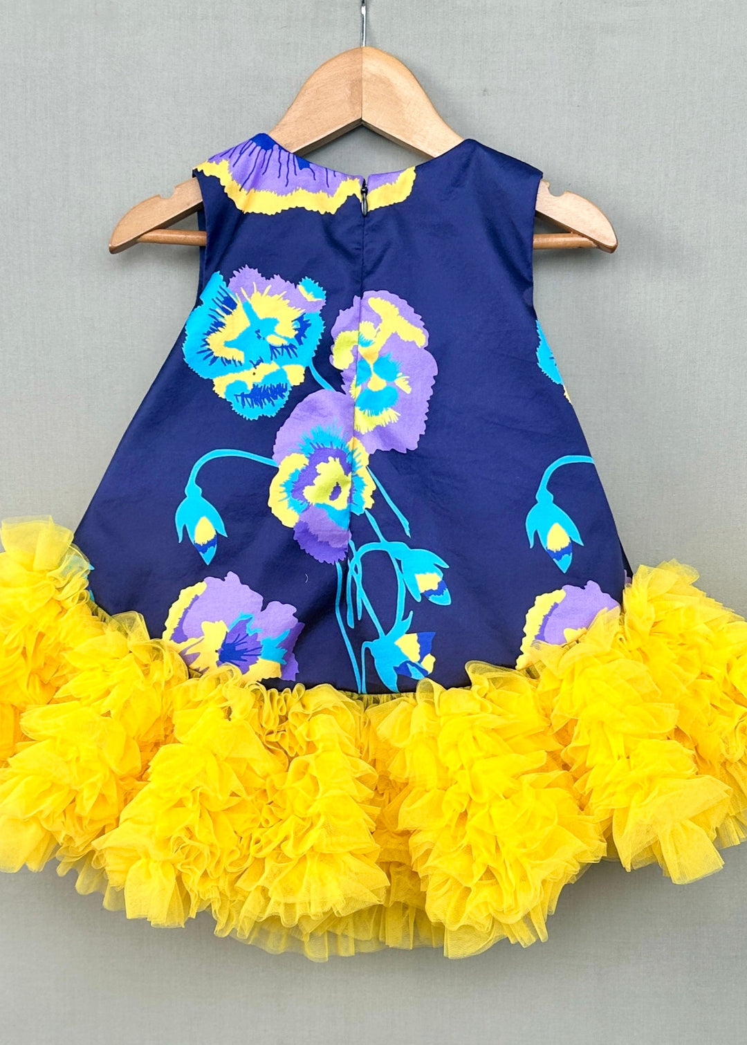 Navy Blue And Yellow Floral Tutu Dress