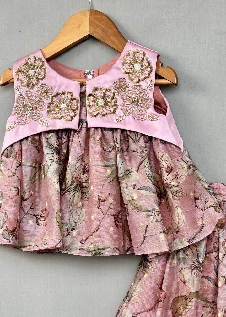 Blush Pink Sequin Zari Embroidered Floral Lehenga Choli Set