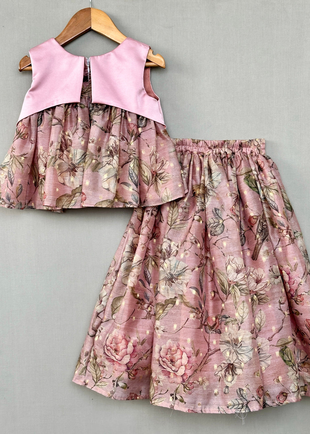 Blush Pink Sequin Zari Embroidered Floral Lehenga Choli Set