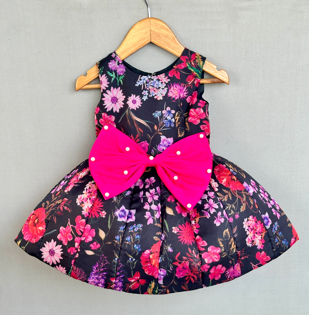 Black Floral Organza Printed Signature Flaired Dress