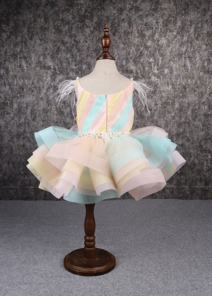 Multicolor Stiff Hem Layered Rainbow Dress
