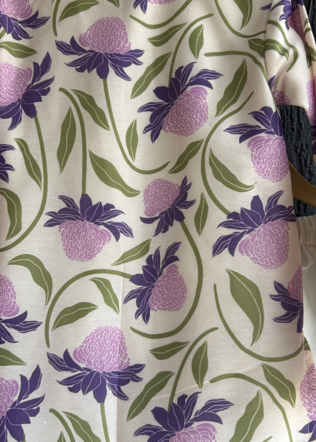 Off White Purple Floral Printed Cowl Kurta With Pyjama Set