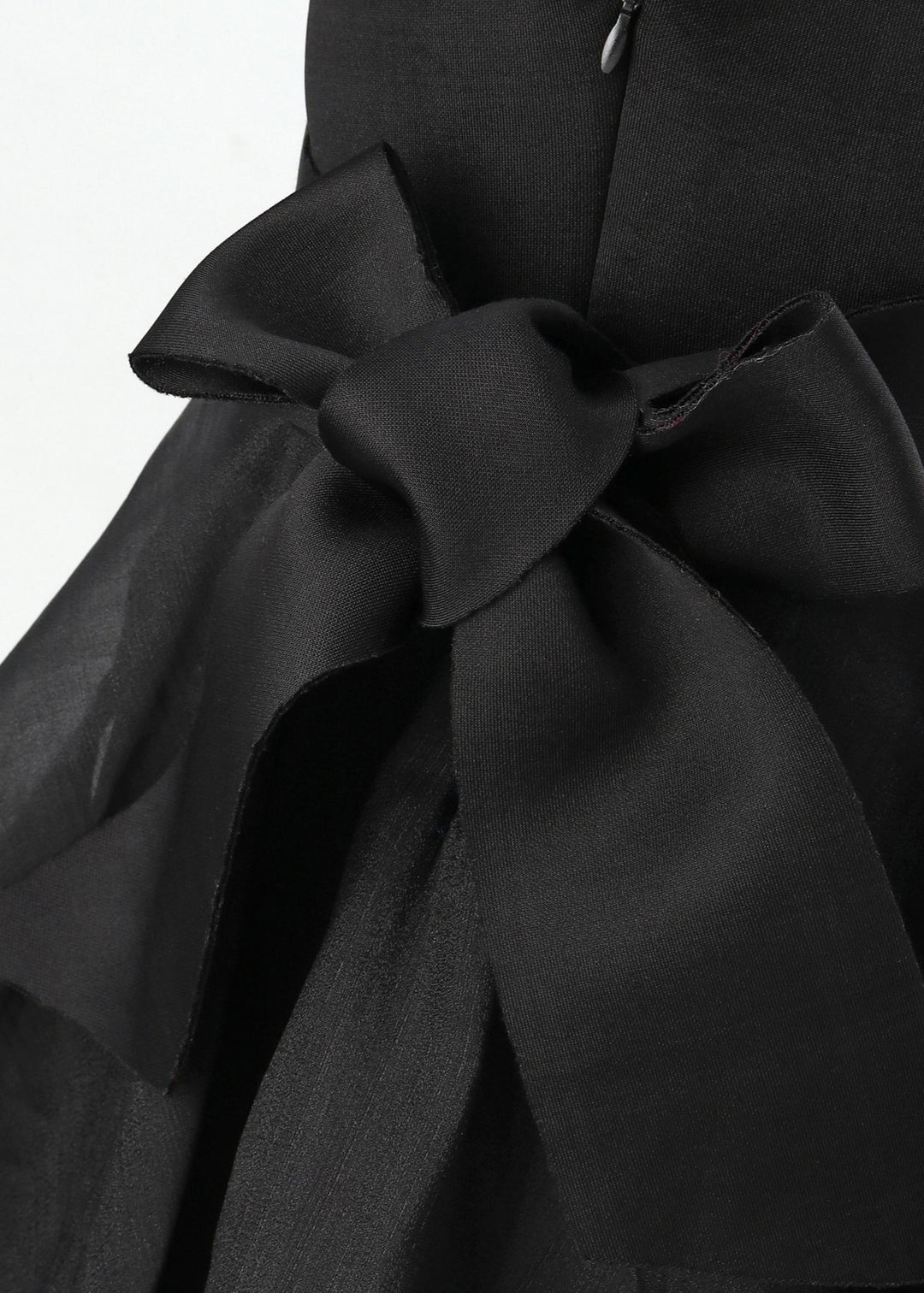 Black organza drape flower flared gown