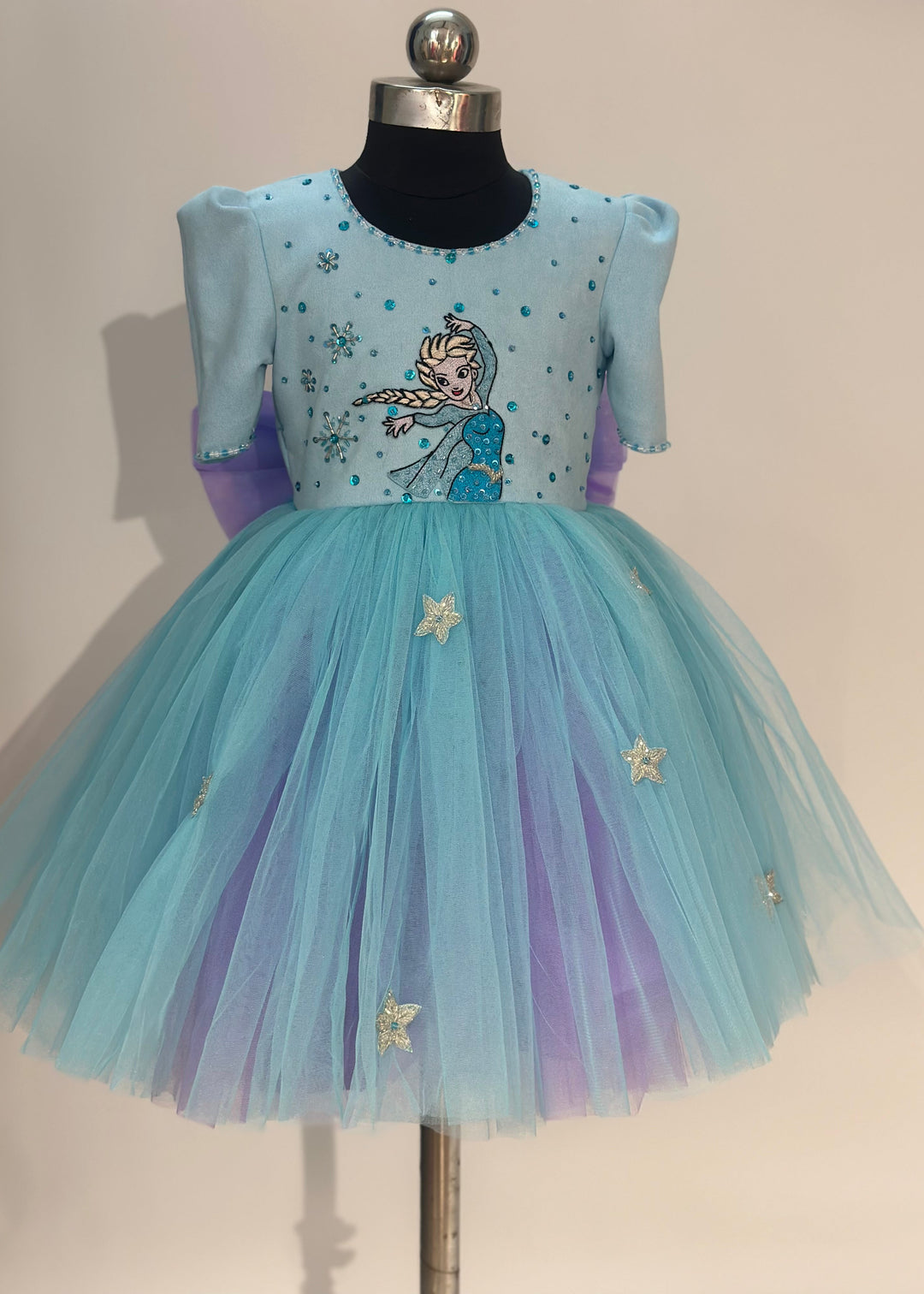 Sky Blue Elsa Aahana Frozen Net Dress