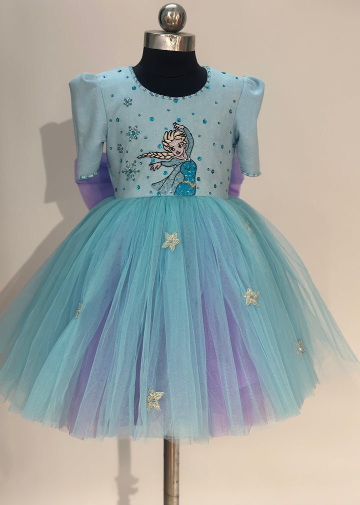 Sky Blue Elsa Aahana Frozen Net Dress