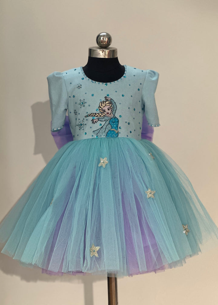 Sky Blue Elsa Aahana Frozen Net Dress