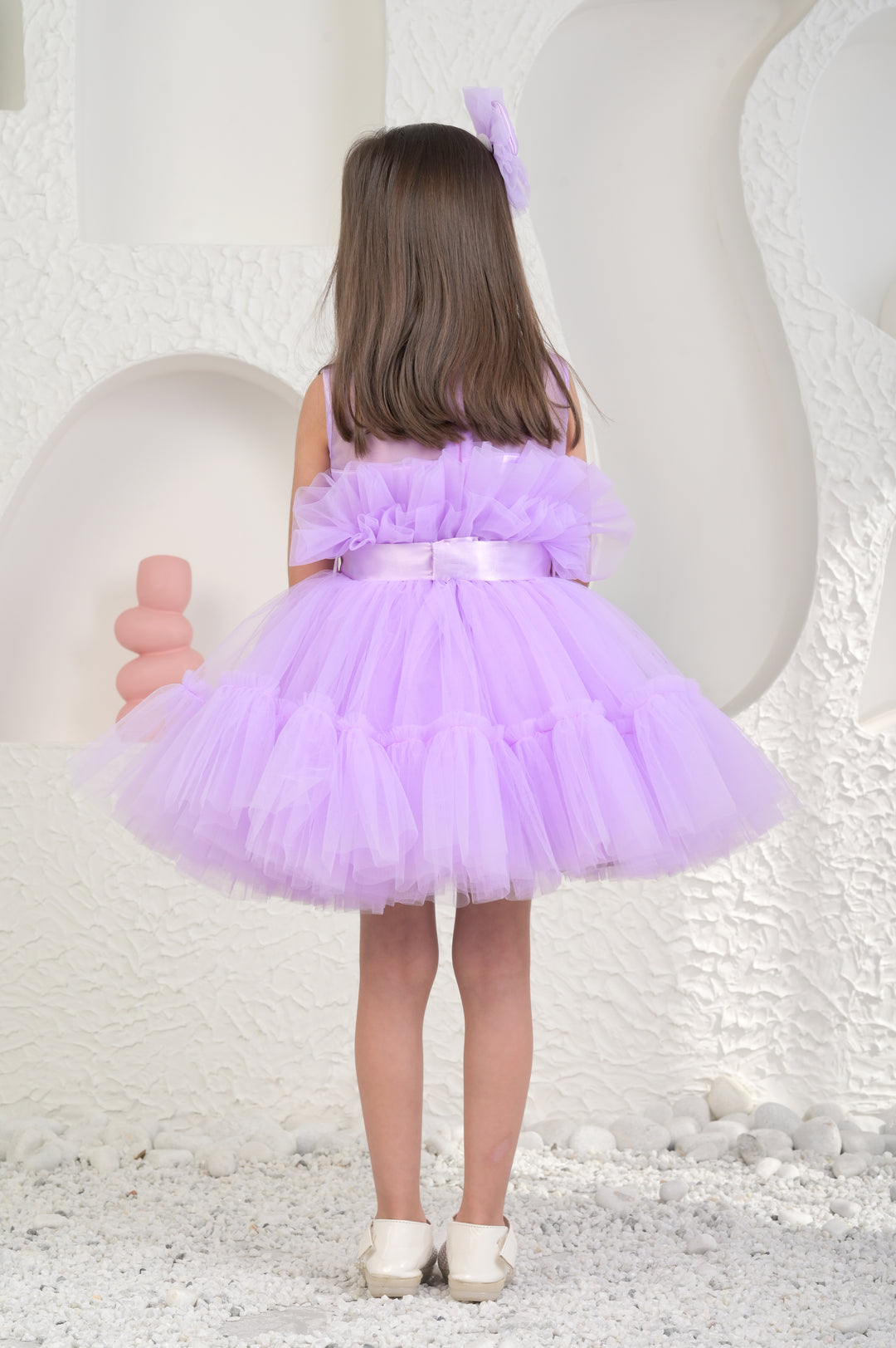 Lilac Net Ivy Big Bow Ruffle Dress
