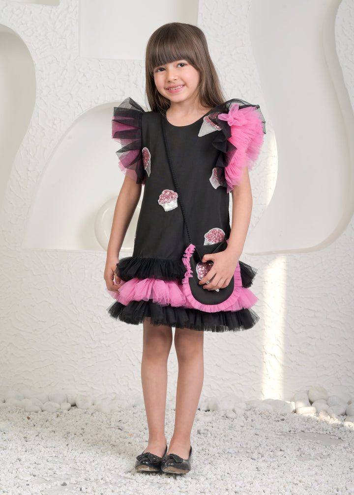 Black Sweet Candy A line Ruffle Dress