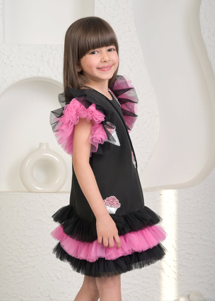 Black Sweet Candy A line Ruffle Dress