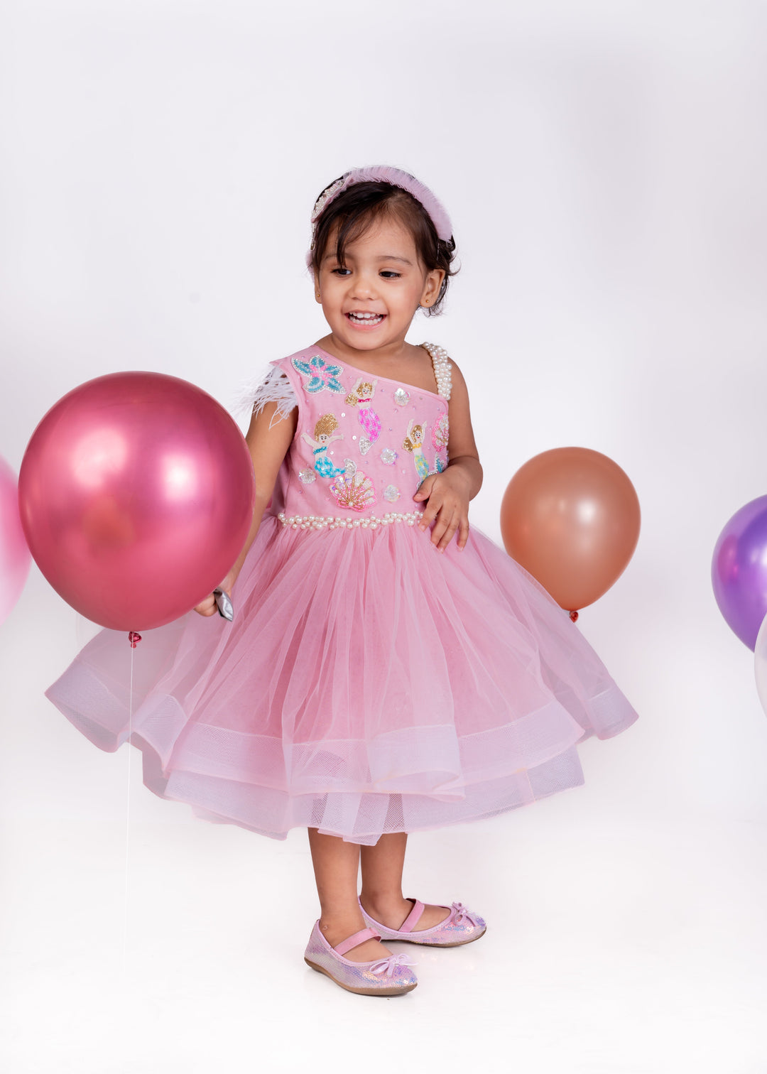 Pink One Shoulder Mermaid Theme Party Dress