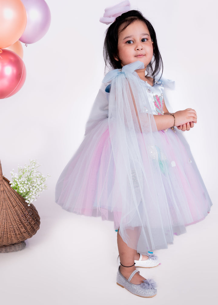 Light Blue Heavy Embellishment Mermaid Theme Party Dress