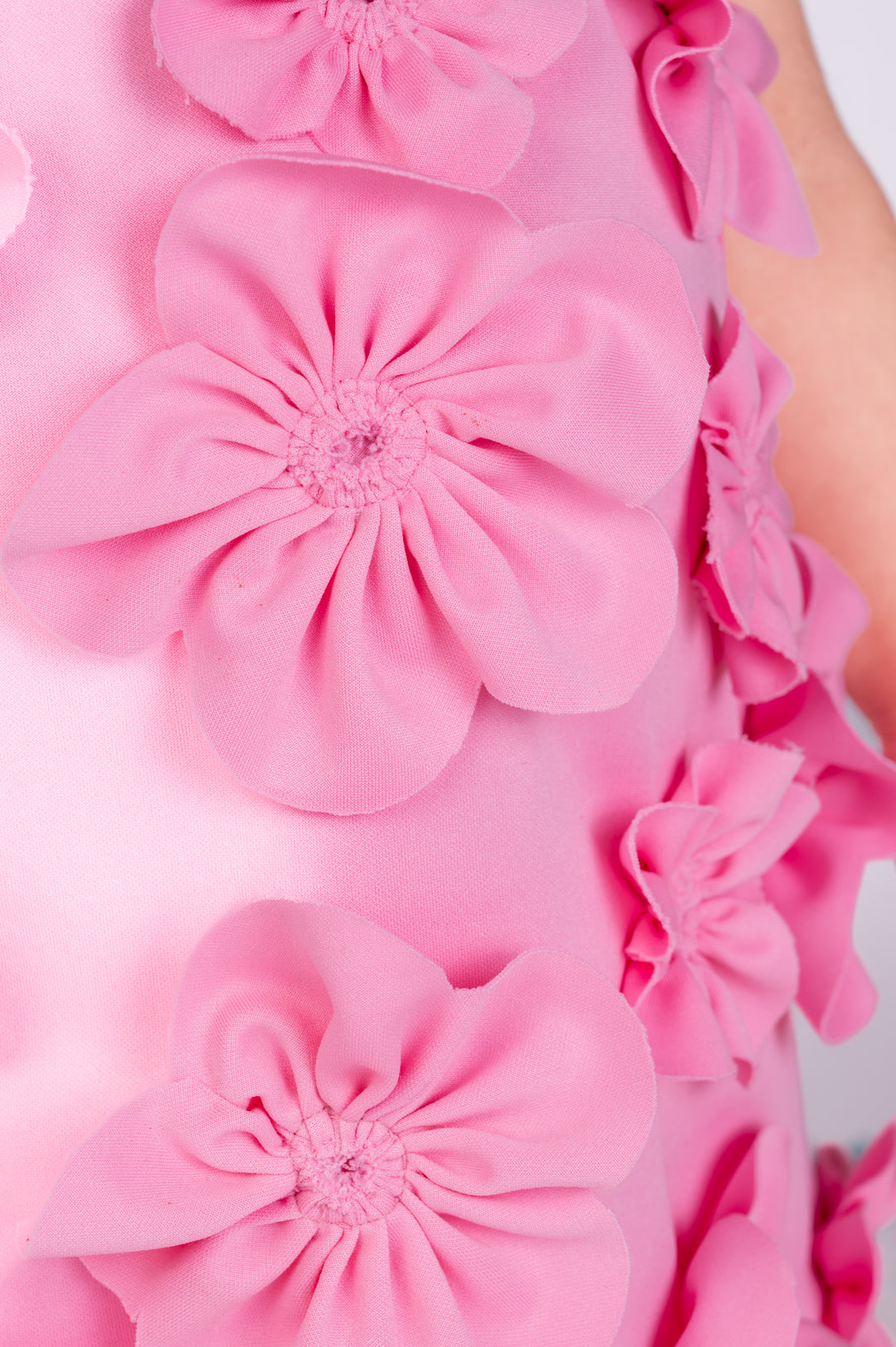 Pink Thick Crepe With Flower Detailing Flora Dress