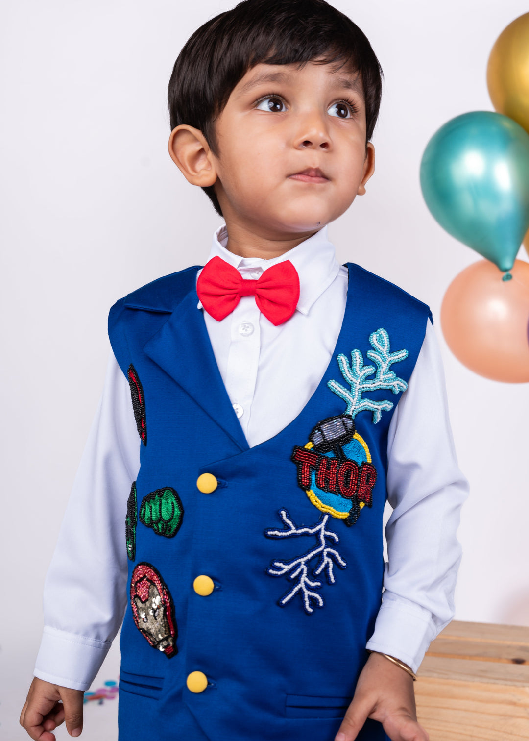 Royal Blue Avengers Theme Jacket With Shirt And Trouser Set