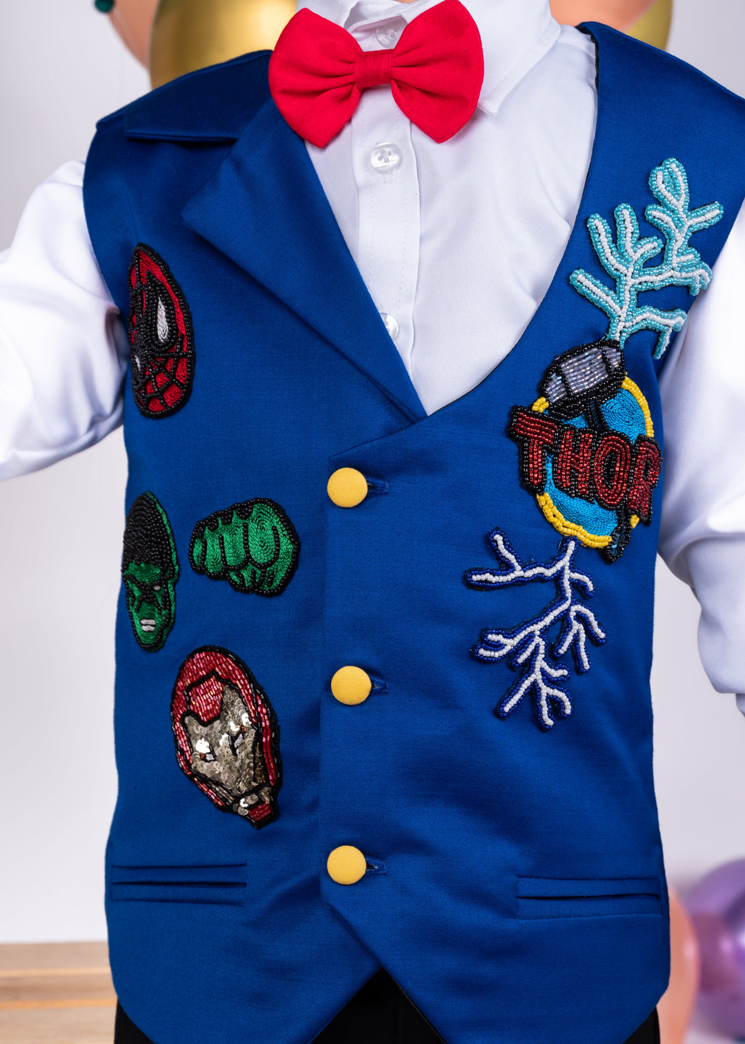 Royal Blue Avengers Theme Jacket With Shirt And Trouser Set