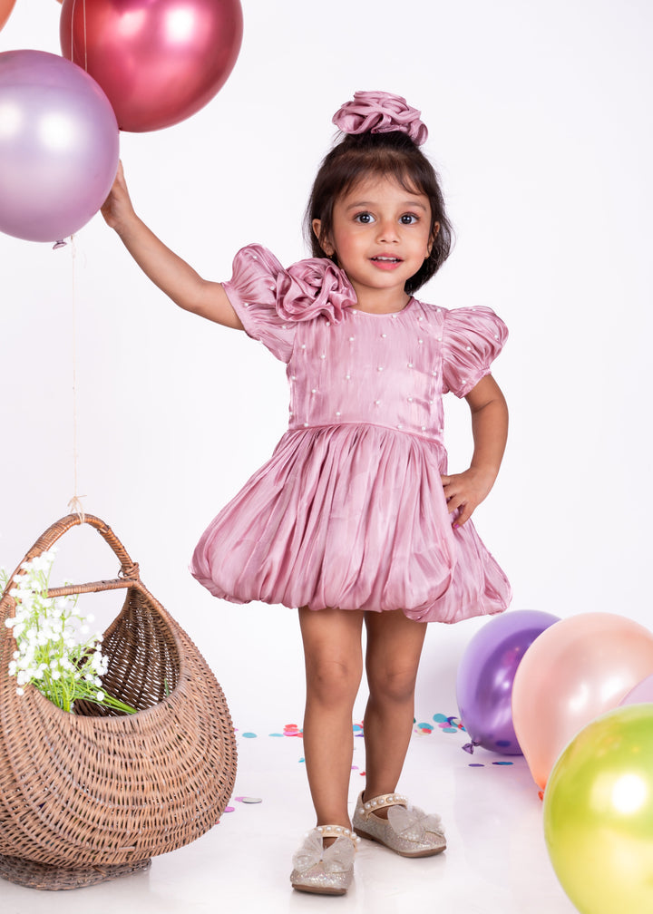 Pink Rose Gold Pearl Bubble Dress