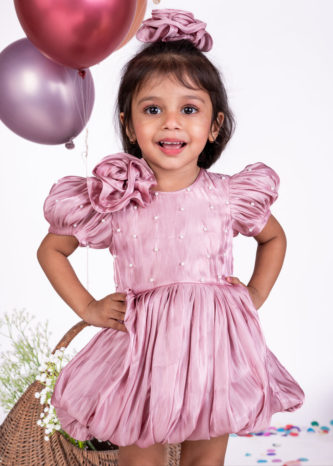 Pink Rose Gold Pearl Bubble Dress
