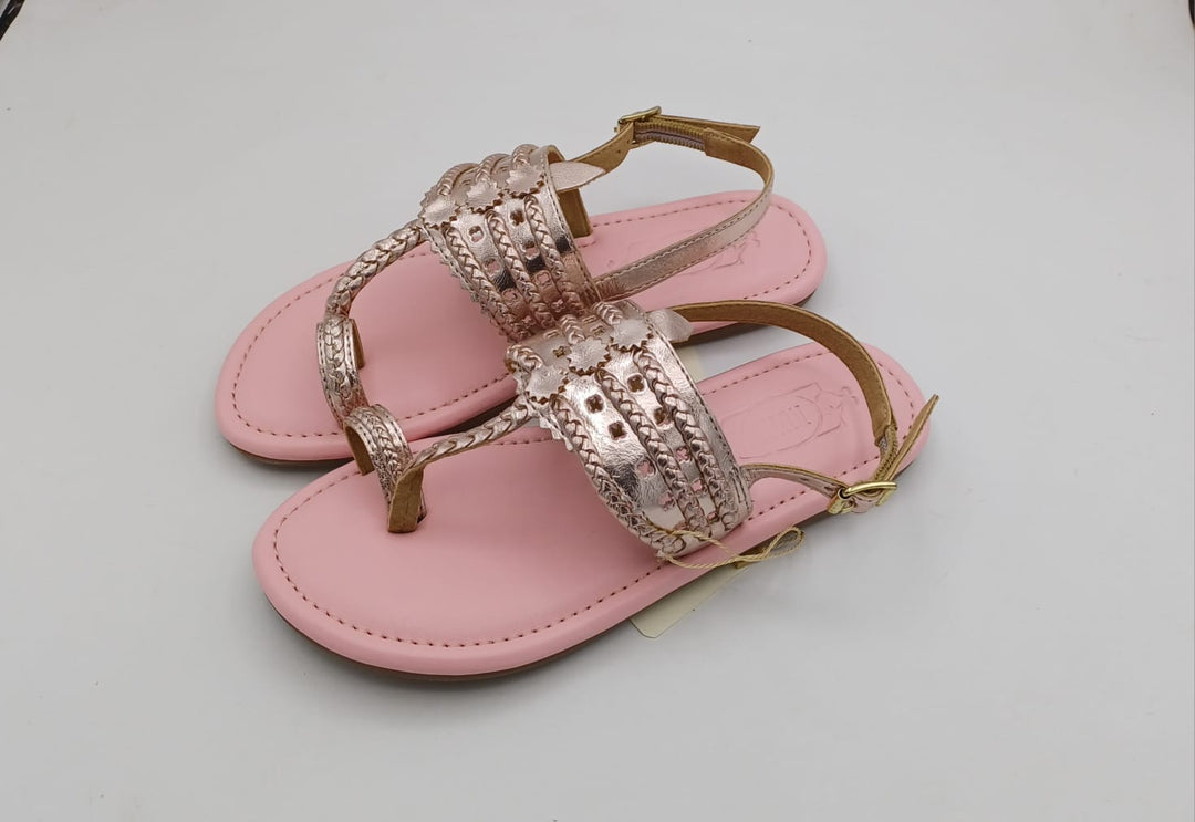 Rose Gold Pink Kolhapuri Flats