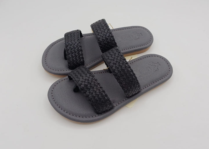 Black And Grey  Flat Sandals