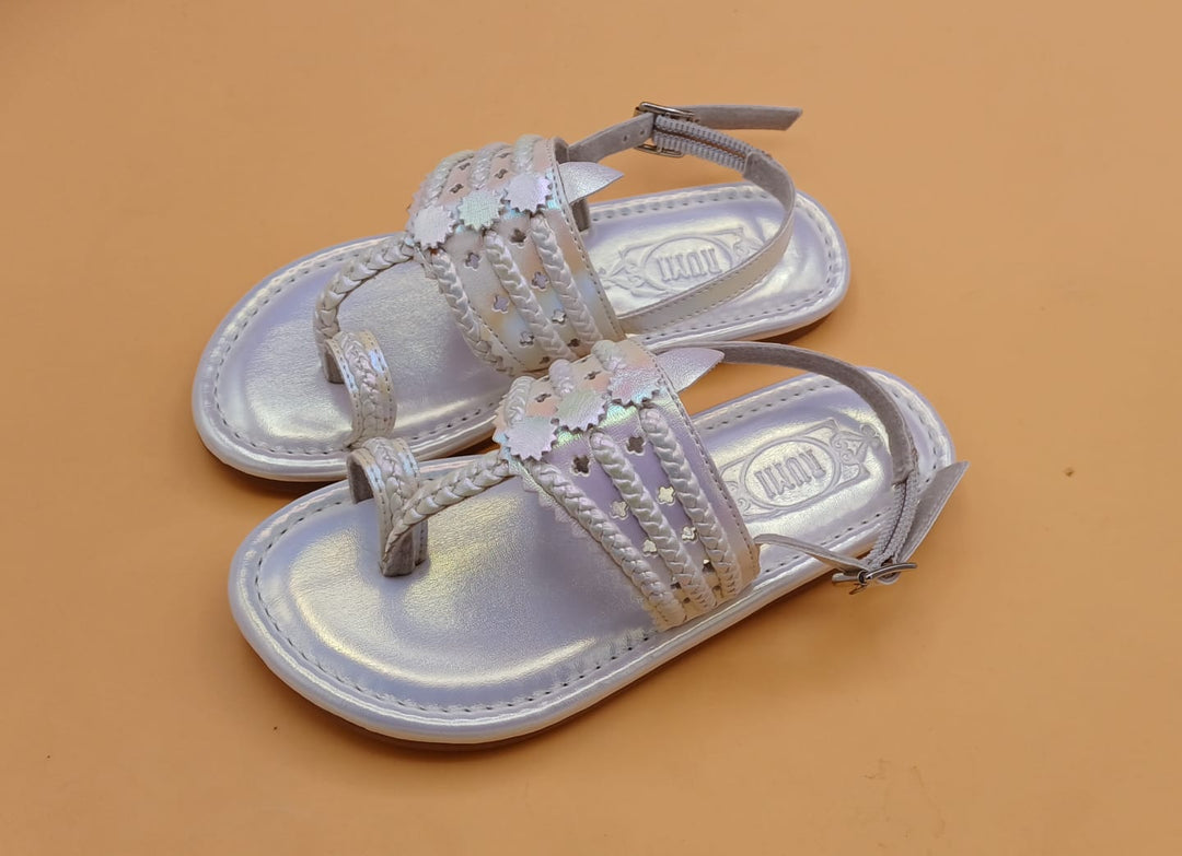 Rainbow White Kolhapuri Flats
