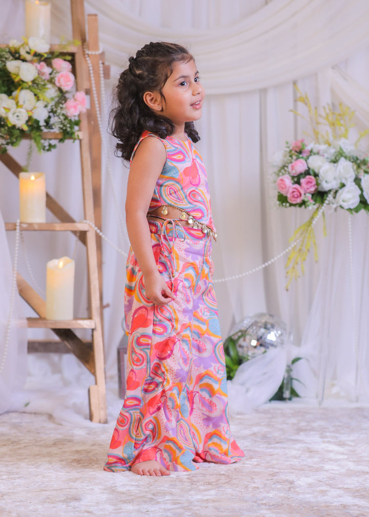 Multicolor Pure Muslin Silk Pasiley Divider Set