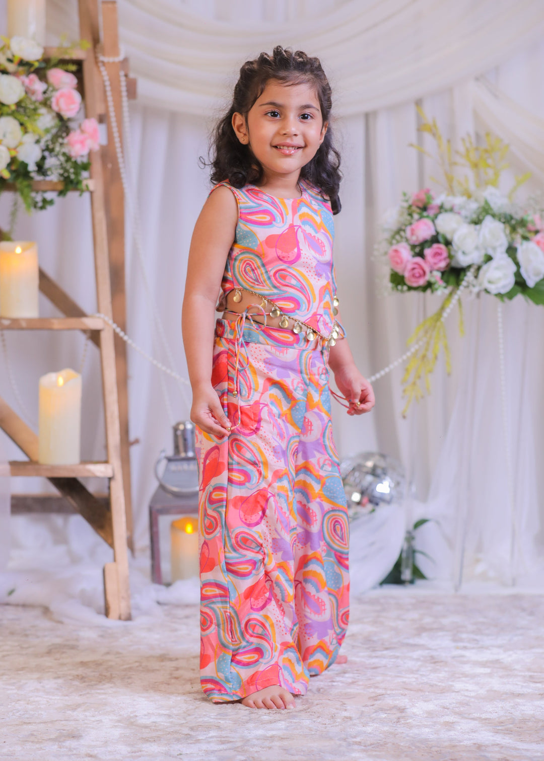 Multicolor Pure Muslin Silk Pasiley Divider Set