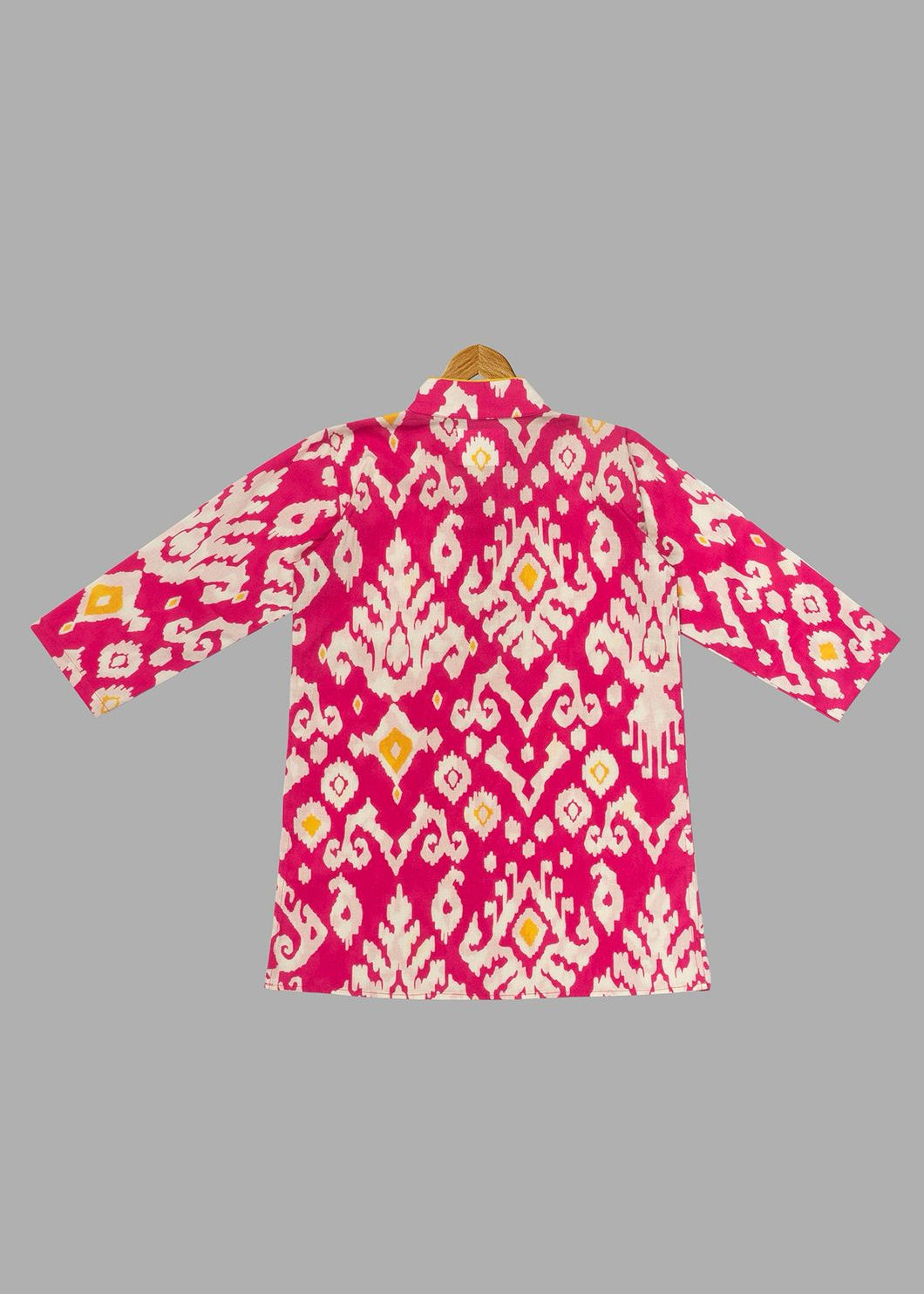 Pink Printed Cotton Kurta With Pyjama Set